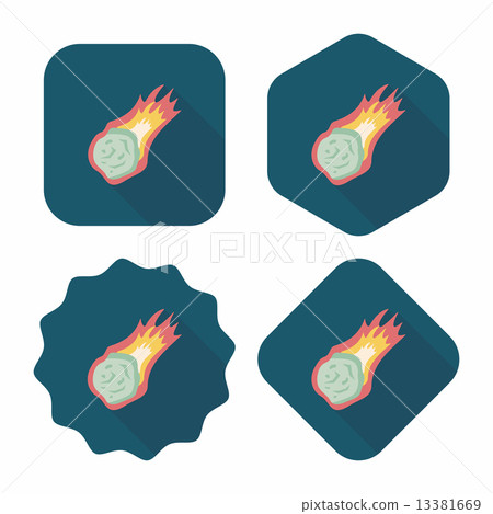 Space Meteorite flat icon with long shadow,eps10 13381669