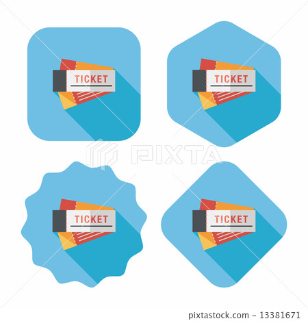 Ticket flat icon with long shadow 13381671