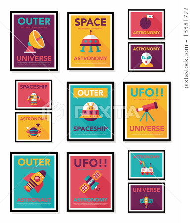 Space poster banner flat design background set, eps10 Space poster banner flat design background set, eps10 13381722
