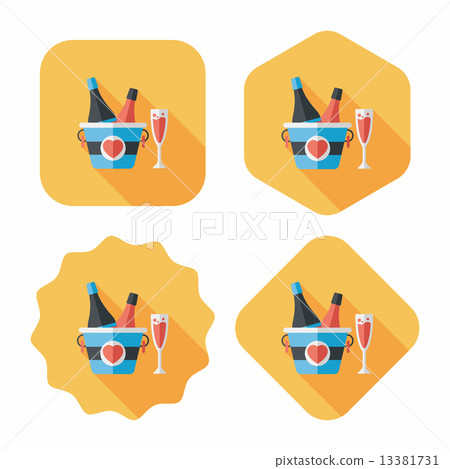 Valentine's day champagne flat icon with long shadow,eps10 Valentine's day champagne flat icon with long shadow,eps10 13381731