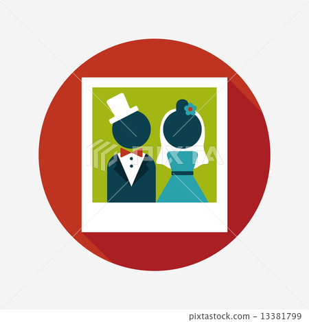 wedding photo flat icon with long shadow,eps10 13381799