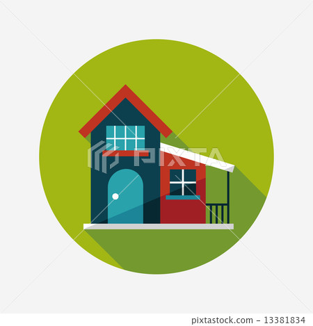 Building flat icon with long shadow,eps10 13381834