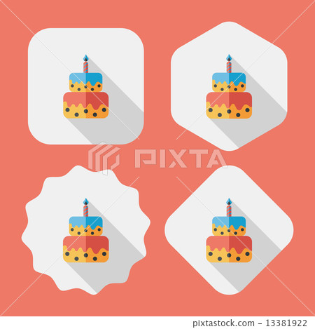 birthday cake flat icon with long shadow,eps10 - Stock Illustration ...