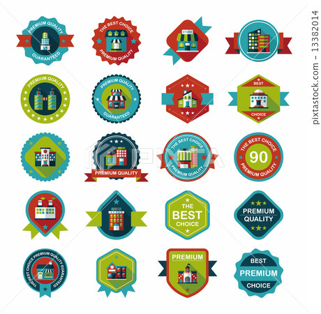 Building badge flat design background set, eps10 13382014