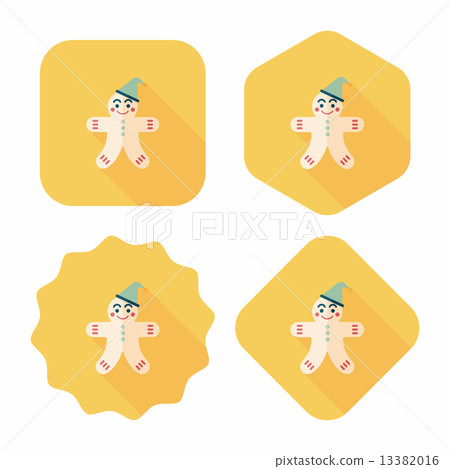 gingerbread man flat icon with long shadow,eps10 13382016