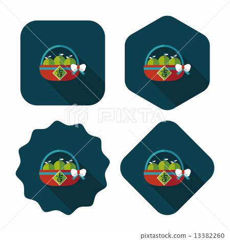 Chinese New Year Mandarin Oranges flat icon wtih long shadow,eps Chinese New Year Mandarin Oranges flat icon wtih long shadow,eps 13382260