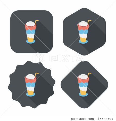 iced floating coffee flat icon with long shadow,eps10 13382395