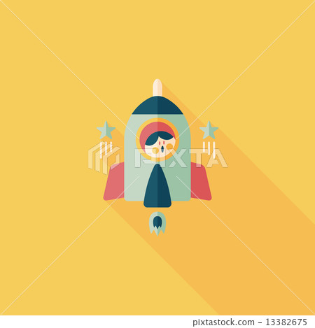 Space rocket and astronaut flat icon with long shadow,eps10 13382675