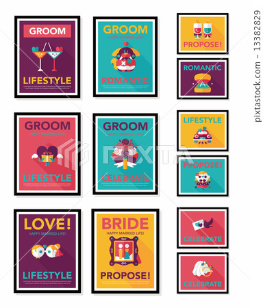 Wedding poster flat design background set, eps10 Wedding poster flat design background set, eps10 13382829
