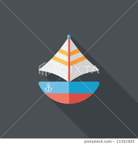 Transportation sailboat flat icon with long... - Stock Illustration ...