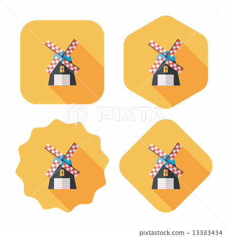 windmill flat icon with long shadow,eps10 - Stock Illustration ...