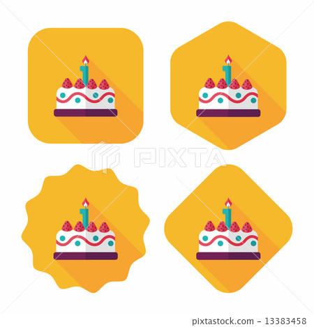 birthday cake flat icon with long shadow,eps10 - Stock Illustration ...