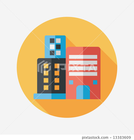 Commercial Building flat icon with long shadow,eps10 13383609