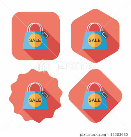 shopping paper bag flat icon with long shadow,eps10. shopping paper bag flat icon with long shadow,eps10. 13383680
