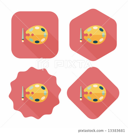 Art palette with paint brush flat icon with long shadow,eps 10 Art palette with paint brush flat icon with long shadow,eps 10 13383681