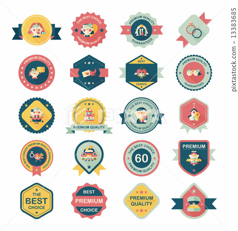 Wedding badge banner flat design background set, eps10 Wedding badge banner flat design background set, eps10 13383685