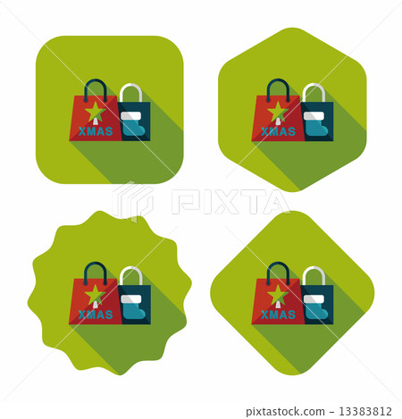 Christmas shopping bag flat icon with long shadow,eps10 Christmas shopping bag flat icon with long shadow,eps10 13383812