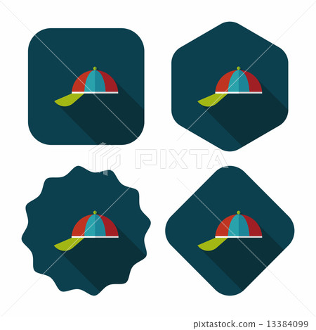 Peaked cap flat icon with long shadow,eps10 13384099
