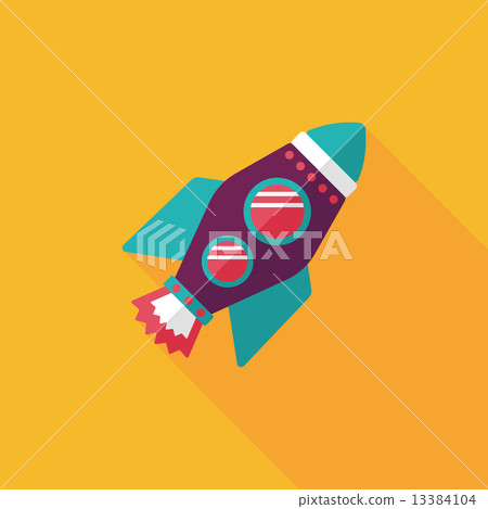 Space rocket flat icon with long shadow,eps10 13384104
