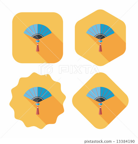 Chinese New Year flat icon with long shadow,eps10, Chinese foldi Chinese New Year flat icon with long shadow,eps10, Chinese foldi 13384190