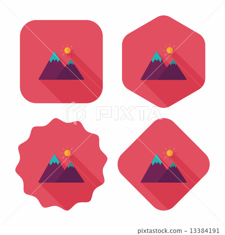 Mountain tourist flat icon with long shadow Mountain tourist flat icon with long shadow 13384191