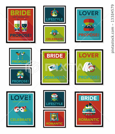 Wedding poster flat design background set, eps10 Wedding poster flat design background set, eps10 13384579