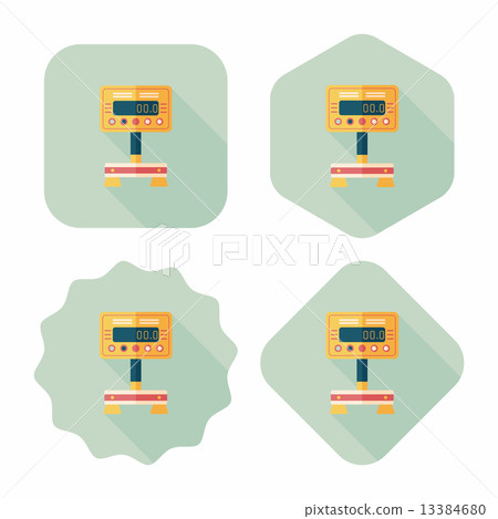 Weight scale flat icon with long shadow - Stock Illustration [13384680 ...