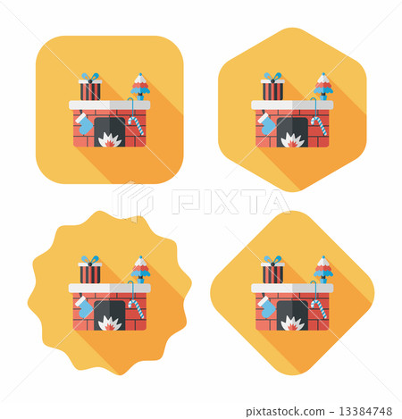 Christmas fireplace flat icon with long shadow,eps10 Christmas fireplace flat icon with long shadow,eps10 13384748