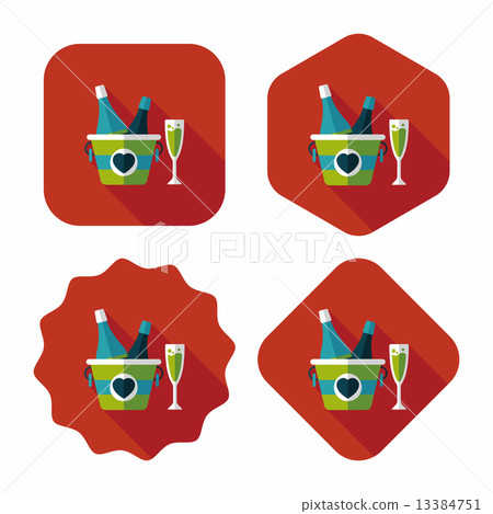 Valentine's day champagne flat icon with long shadow,eps10 Valentine's day champagne flat icon with long shadow,eps10 13384751
