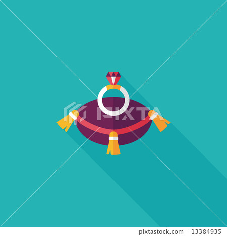 Propose diamond ring flat icon with long shadow,eps10 13384935