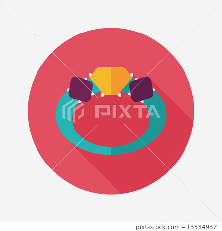 Propose diamond ring flat icon with long shadow,eps10 13384937