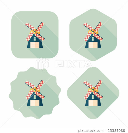 windmill flat icon with long shadow,eps10 windmill flat icon with long shadow,eps10 13385088