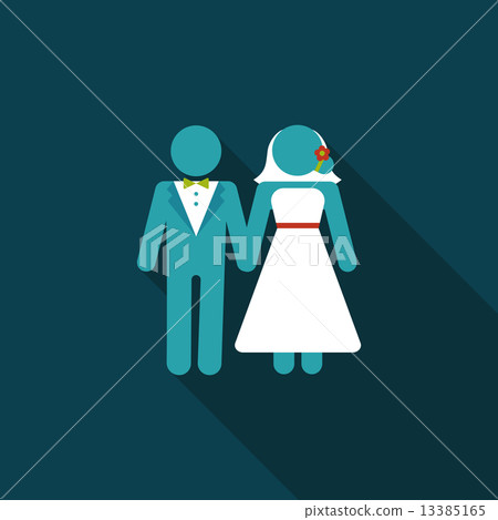 wedding couple flat icon with long shadow,eps10 - Stock Illustration ...