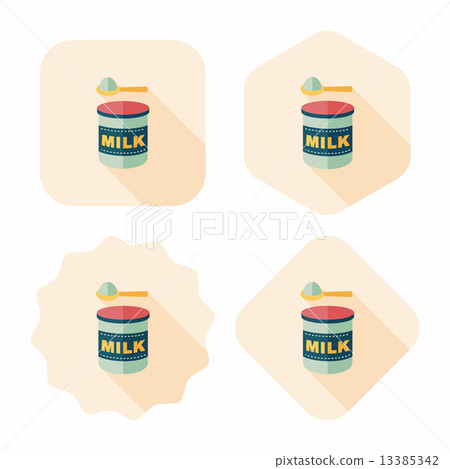 Powdered milk dairy food flat icon with long shadow,eps 10 13385342