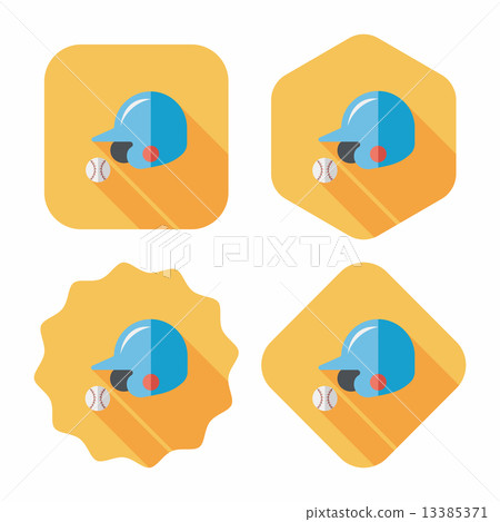 baseball helmet flat icon with long shadow,eps10 13385371