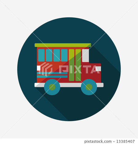Transportation school bus flat icon with long shadow,eps10 13385407