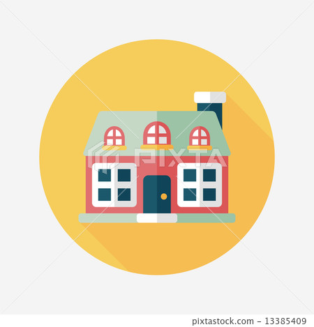 Building flat icon with long shadow,eps10 13385409