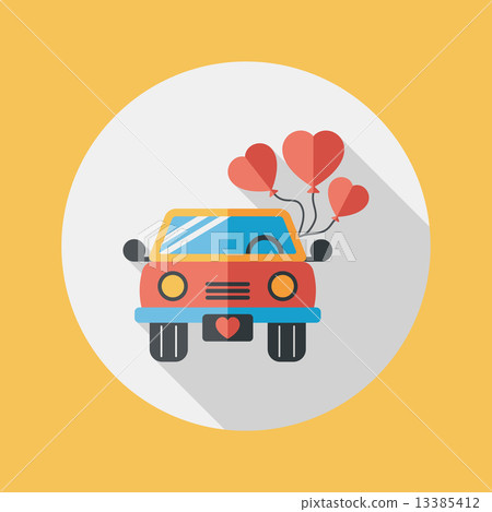 wedding car flat icon with long shadow, eps10 wedding car flat icon with long shadow, eps10 13385412