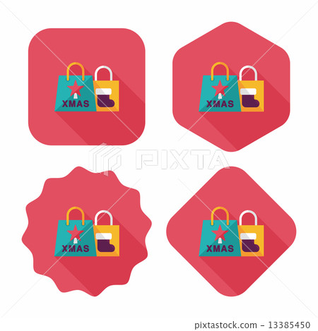 Christmas shopping bag flat icon with long shadow,eps10 13385450
