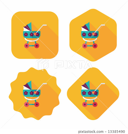 Pram flat icon with long shadow,eps10 13385490