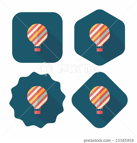 Hot Air Balloon flat icon with long shadow Hot Air Balloon flat icon with long shadow 13385958