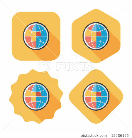 globe icon, flat icon with long shadow - Stock Illustration [13386135 ...