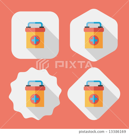 first aid kit flat icon with long shadow,eps10 13386169