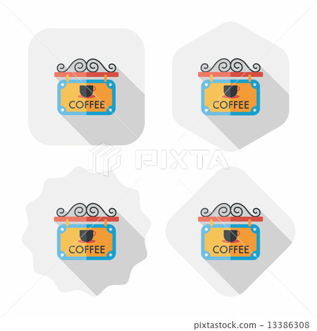 Coffee shop signs flat icon with long shadow,eps10 Coffee shop signs flat icon with long shadow,eps10 13386308