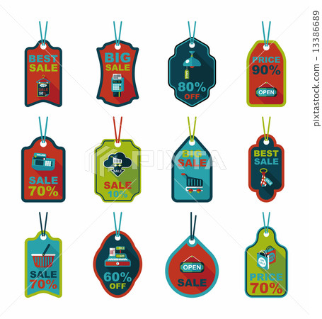 shopping tag banner flat design background set, eps10 13386689