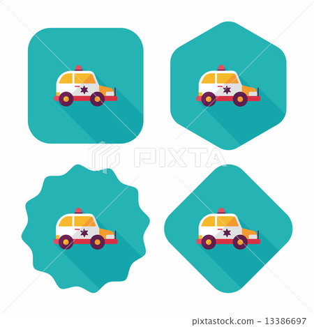 Transportation police car flat icon with long shadow,eps10 13386697