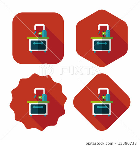 kitchenware sink basin flat icon with logn shadow,eps10 kitchenware sink basin flat icon with logn shadow,eps10 13386738