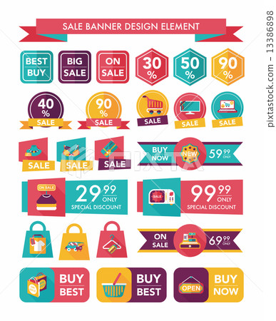 shopping sale banner flat design background set, eps10 13386898