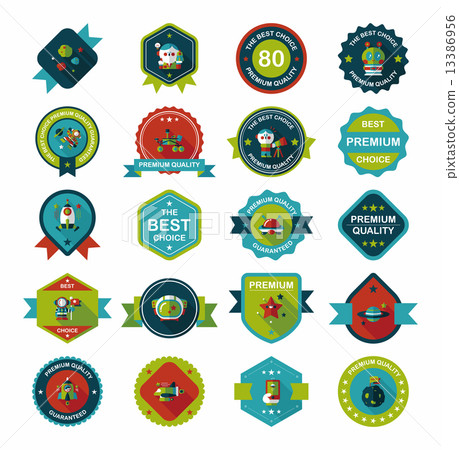 Space badge banner flat design background set, eps10 13386956