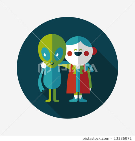 Space alien friendship flat icon with long shadow,eps10 Space alien friendship flat icon with long shadow,eps10 13386971